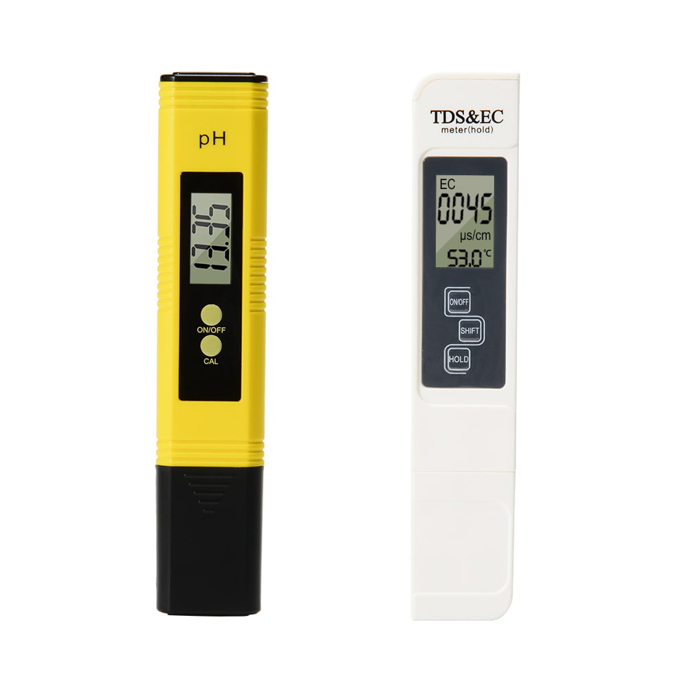 2Pcs Water Quality Test Meter TDS PH EC Temperature 4 in 1 Set High Accuracy Measurement Range Pool TDS Kit Drinking Water Aquariums Ro System Auto Calibration Ideal kit for Hydroponics 