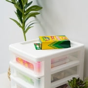 IRIS Small 4-Drawer Compact Desktop Organizer, Stacking Desktop Unit, White-Clear, Single