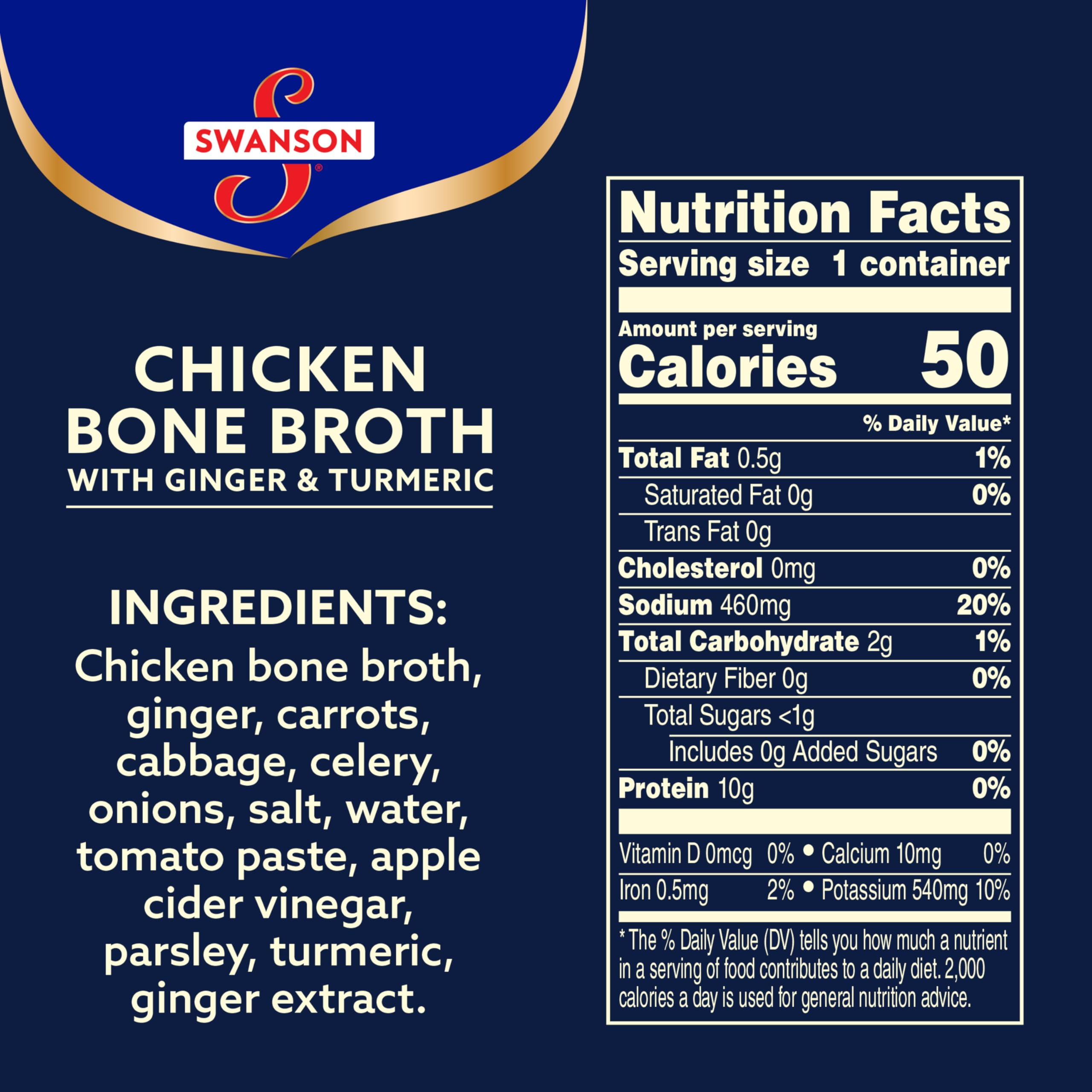 Swanson Sipping Bone Broth, Chicken Bone Broth GHH1with Ginger & Turmeric, 10.75 Ounce Sipping Cup (Pack of 8)