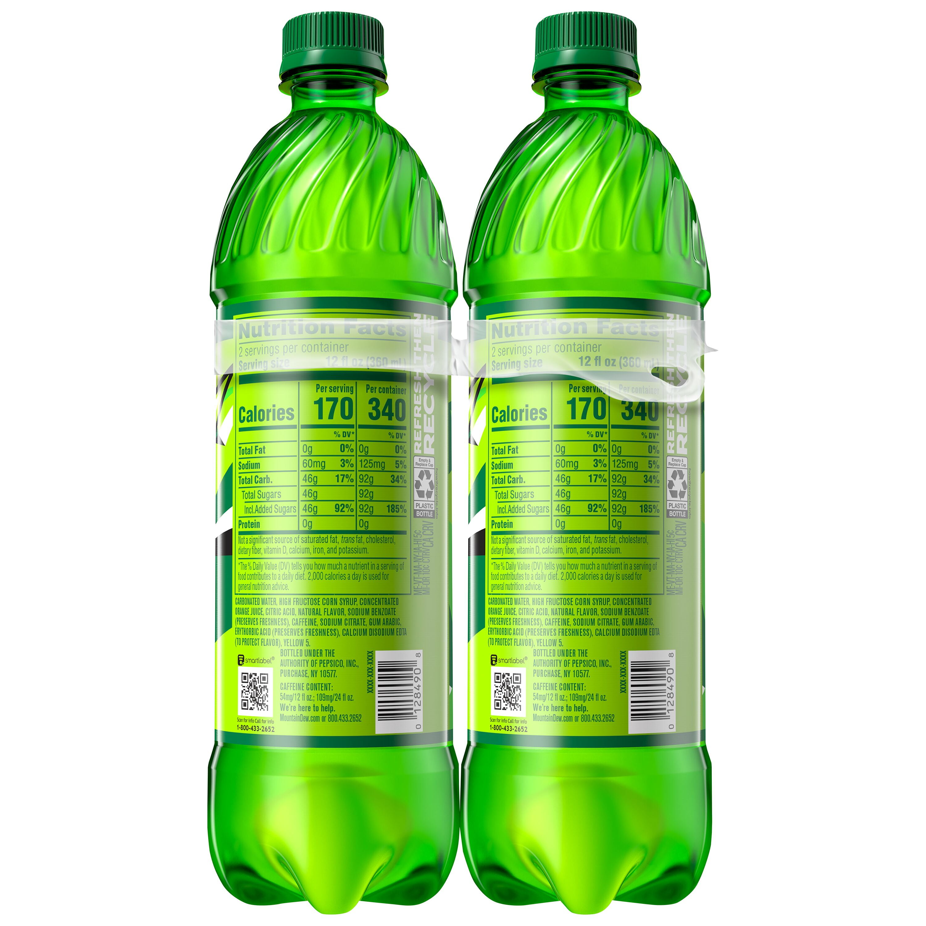 Mountain Dew Citrus Soda Pop, 24 fl oz, 6 Pack Bottles