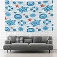 thumbnail image 2 of FREEAMG Tapestry Nautical Wheel Anchor Turtle Starfish Tapestry Wall Hanging Decorative Wall Tapestries Wall Art Wall&nbsp;Blanket&nbsp;Bedding Tapestry for Bedroom Living Room Dorm Home Decor 60"x51", 2 of 7