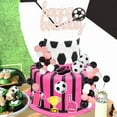 thumbnail image 2 of Soccer Birthday Cake Decorations for Girls - Glitter Pink Happy Birthday Cake Topper Football Theme Cupcake Toppers Ball Dessert Picks, Sports Theme Birthday Party Photo Props, 2 of 6