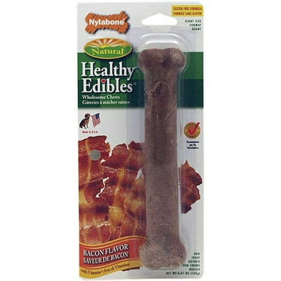 Nylabone Healthy Edibles Wholesome Dog Chews - Bacon Flavor, Wolf (1 Pack)