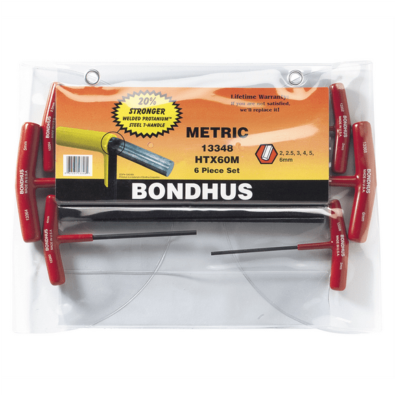 Bondhus 13348 6-Piece Graduated Hex T-Handle Wrench Set
