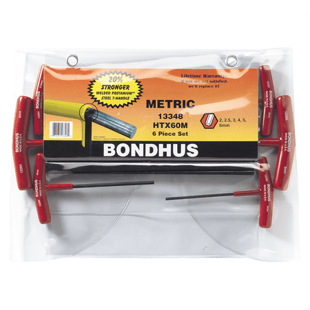 Bondhus 13348 6-Piece Graduated Hex T-Handle Wrench Set