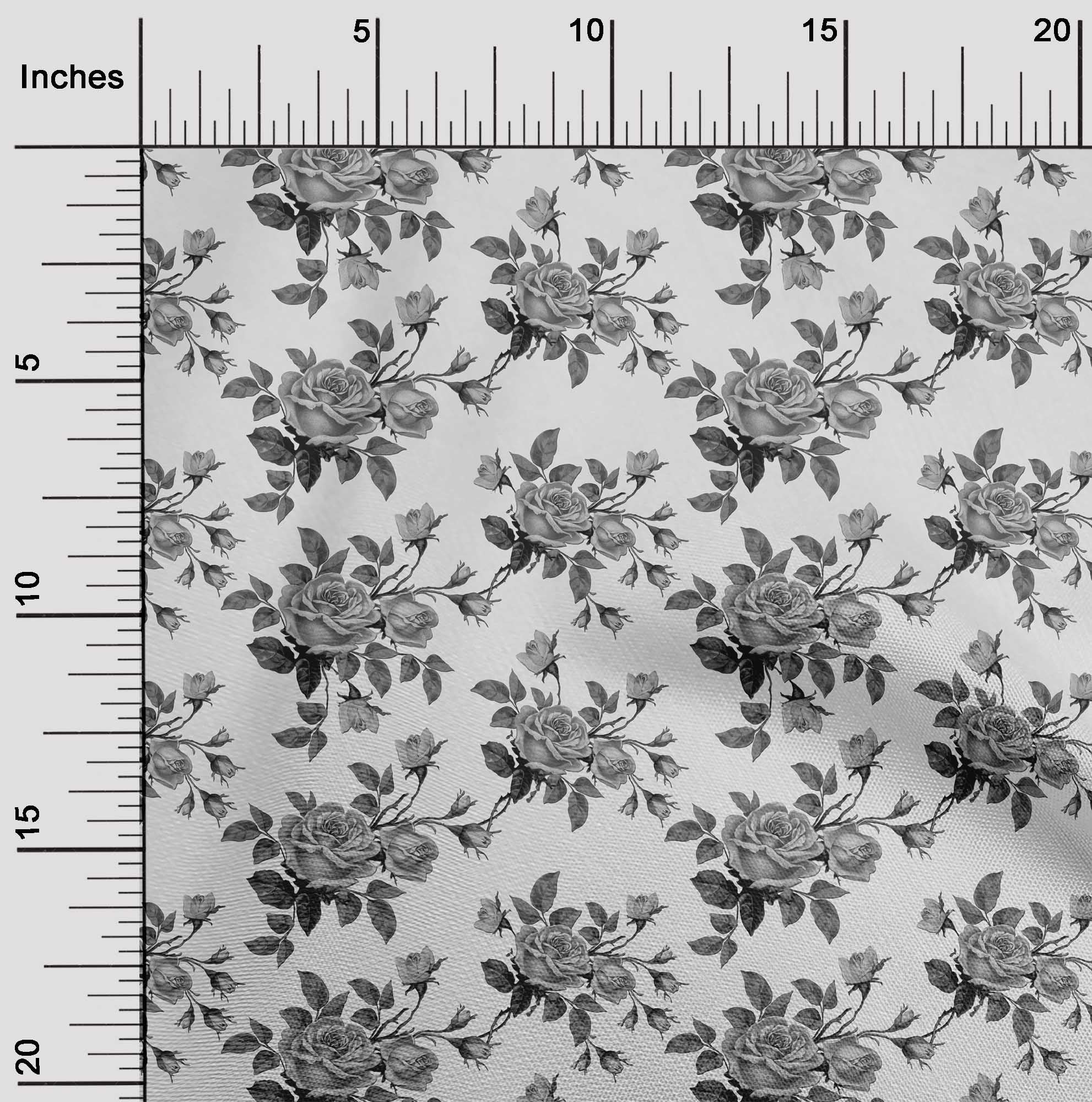 oneOone Silk Tabby Gray Fabric Floral Quilting Supplies Print Sewing Fabric By The Yard 42 Inch Wide