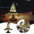 thumbnail image 4 of Witch Hat Lamp Stained Glass Style, Gothic Resin Table Light for Halloween Decor Bedside Night Light, 4 of 7
