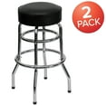 thumbnail image 3 of Flash Furniture Bruno 2 Pack Double Ring Chrome Barstool with Black Seat, 3 of 14