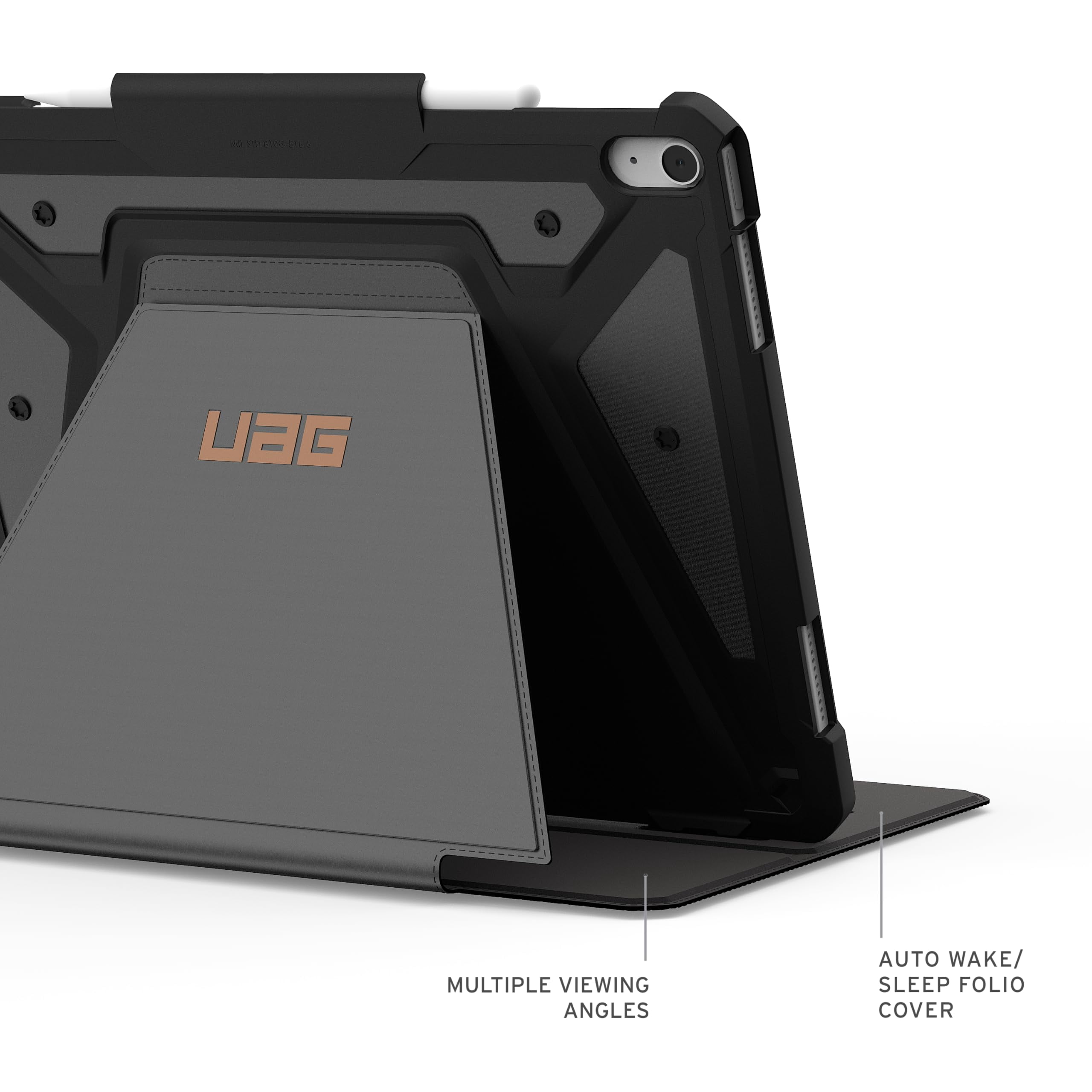 UAG iPad Air 13" Case M4/M3 2025-2026 - Rugged Multi-Angle Viewing Folio Cover with Pencil Holder & Adjustable Stand, Metropolis SE, Black/Bronze