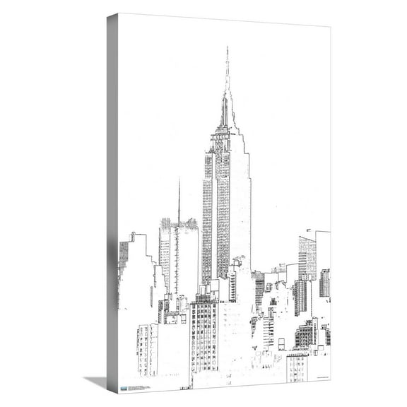 Line Art - New York Skyline Canvas Wall Poster, 14.725" x 22.375"