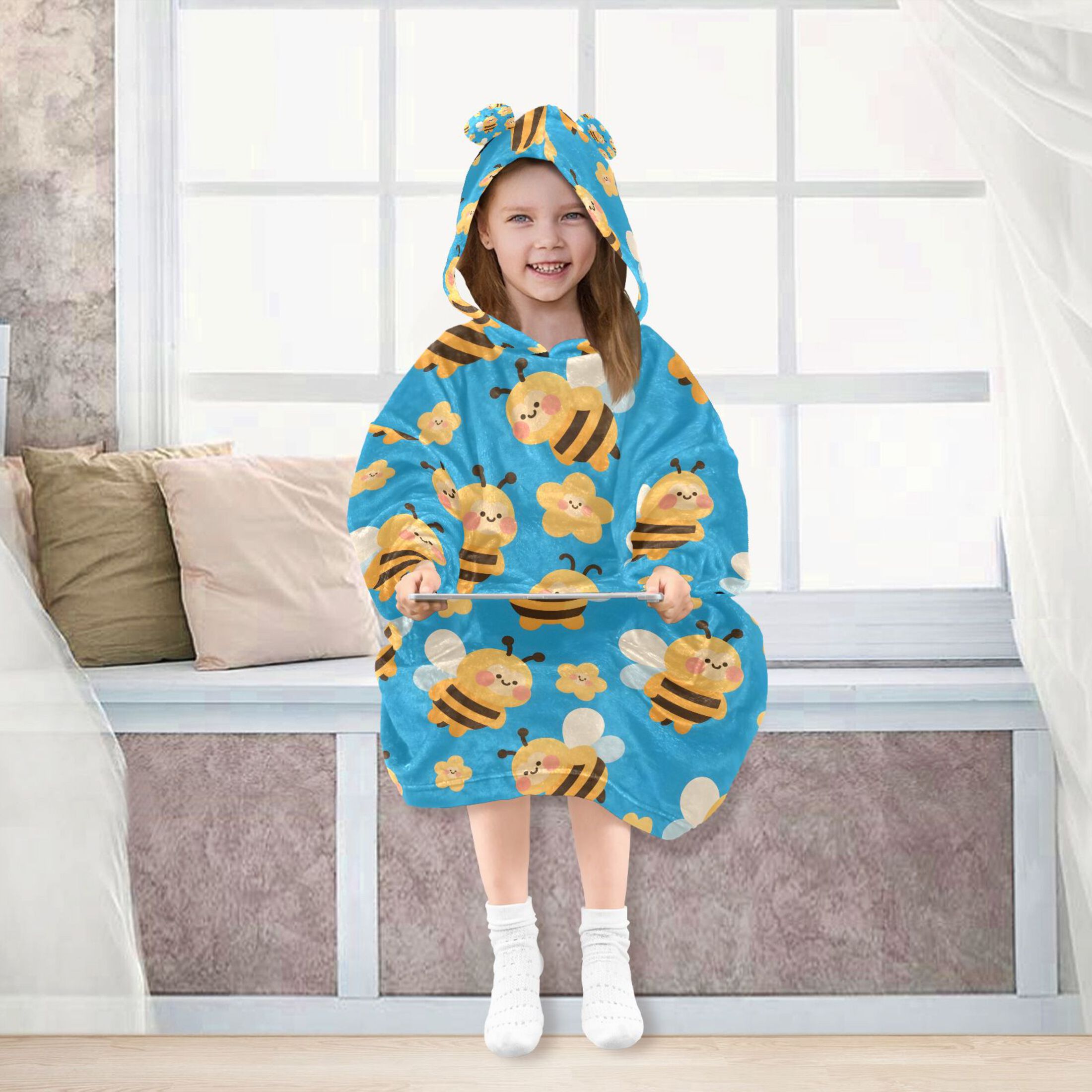 joogoo Wearable Blanket Hoodie for Bees Cute Oversized Sherpa Hooded 3-14 YR M
