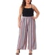 thumbnail image 2 of Pantalones Palazzo de Talla Grande para Mujer Agnes Orinda, Rayas Boho, Pantalones de Pierna Ancha, Estilo Paper Bag, Casual de Playa, Verano, Talla 1X, Naranja Rojo, 2 of 5