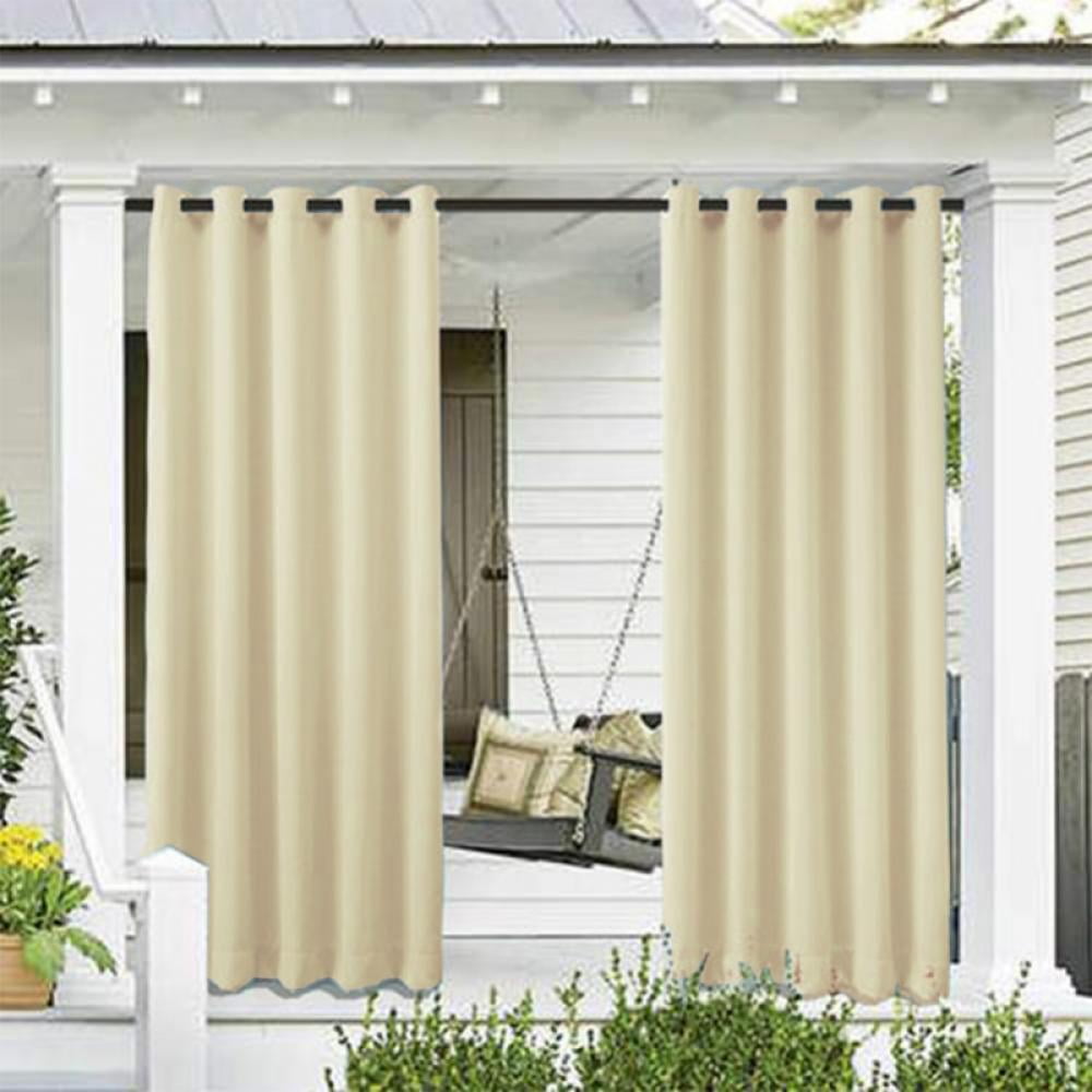 2 Panels Outdoor Curtains for Patio Waterproof, Stainless Steel Grommet ...