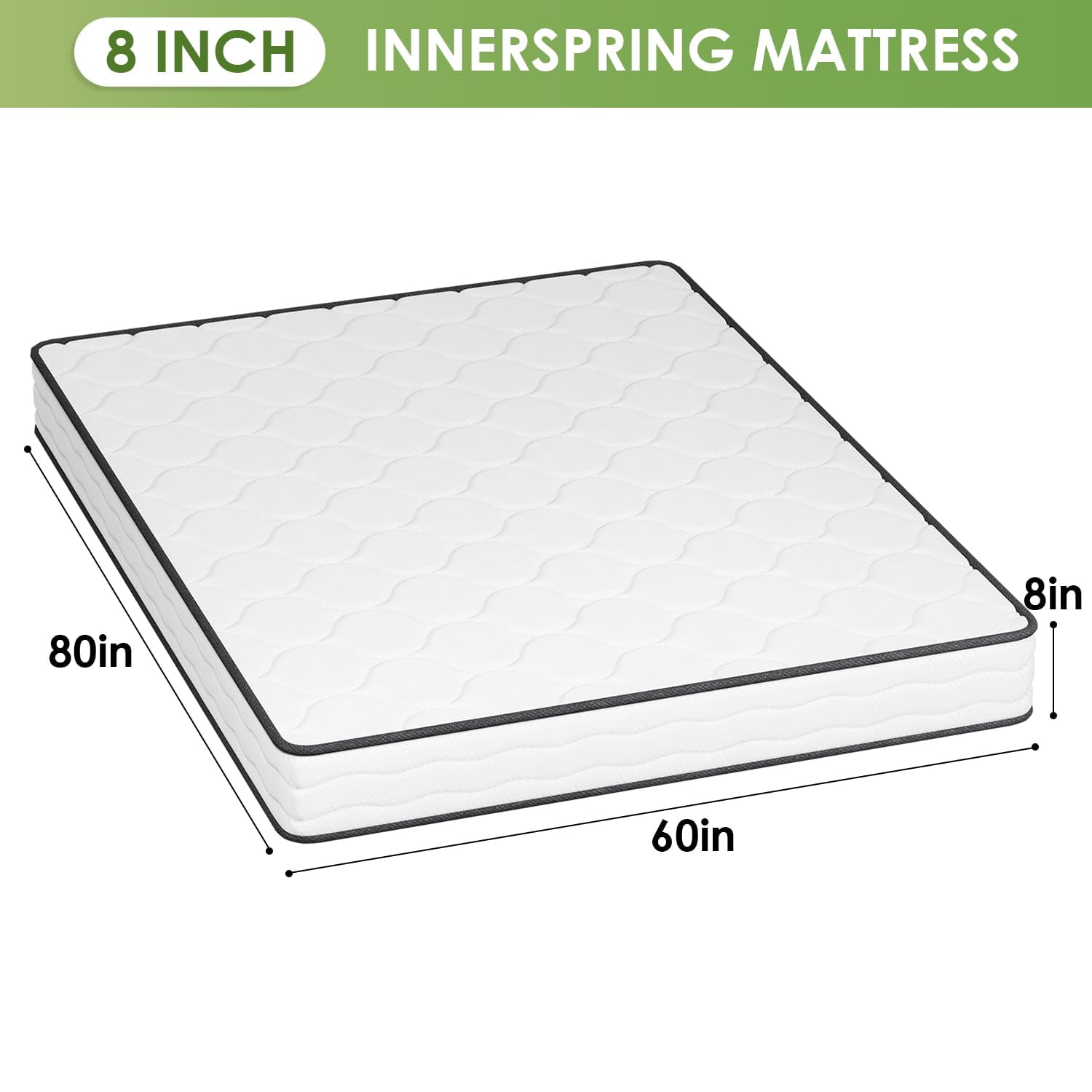 YRLLENSDAN Queen Mattress in a Box, Foam Spring Hybrid Mattress, Medium Firm Queen Mattress 8 Inch, Fiberglass Free Mattress Queen Double Bed Mattress