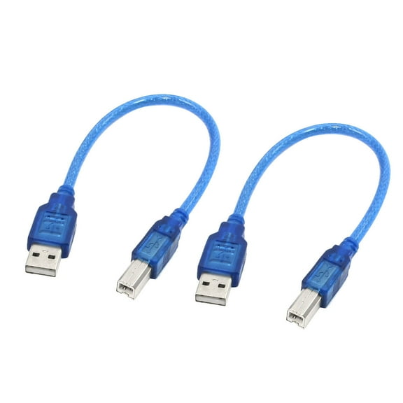Unique Bargains 30cm 11.8" USB 2.0 A Male to USB B Male Printer Adapter Cable Blue 2 Pieces