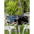 thumbnail image 2 of Outdoor Tablecloth with Umbrella Hole and Zipper, Geometric Black Round Table Cloth 60 Inch Waterproof Tablecloth, Abstract Goldeb White Boho Circle Dot Picnic Table Cover for Patio Camping, 2 of 7