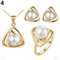 thumbnail image 5 of VEAREAR Women's Party Jewelry Set Faux Pearl Triangle Pendant Necklace Earrings Ring, 5 of 5