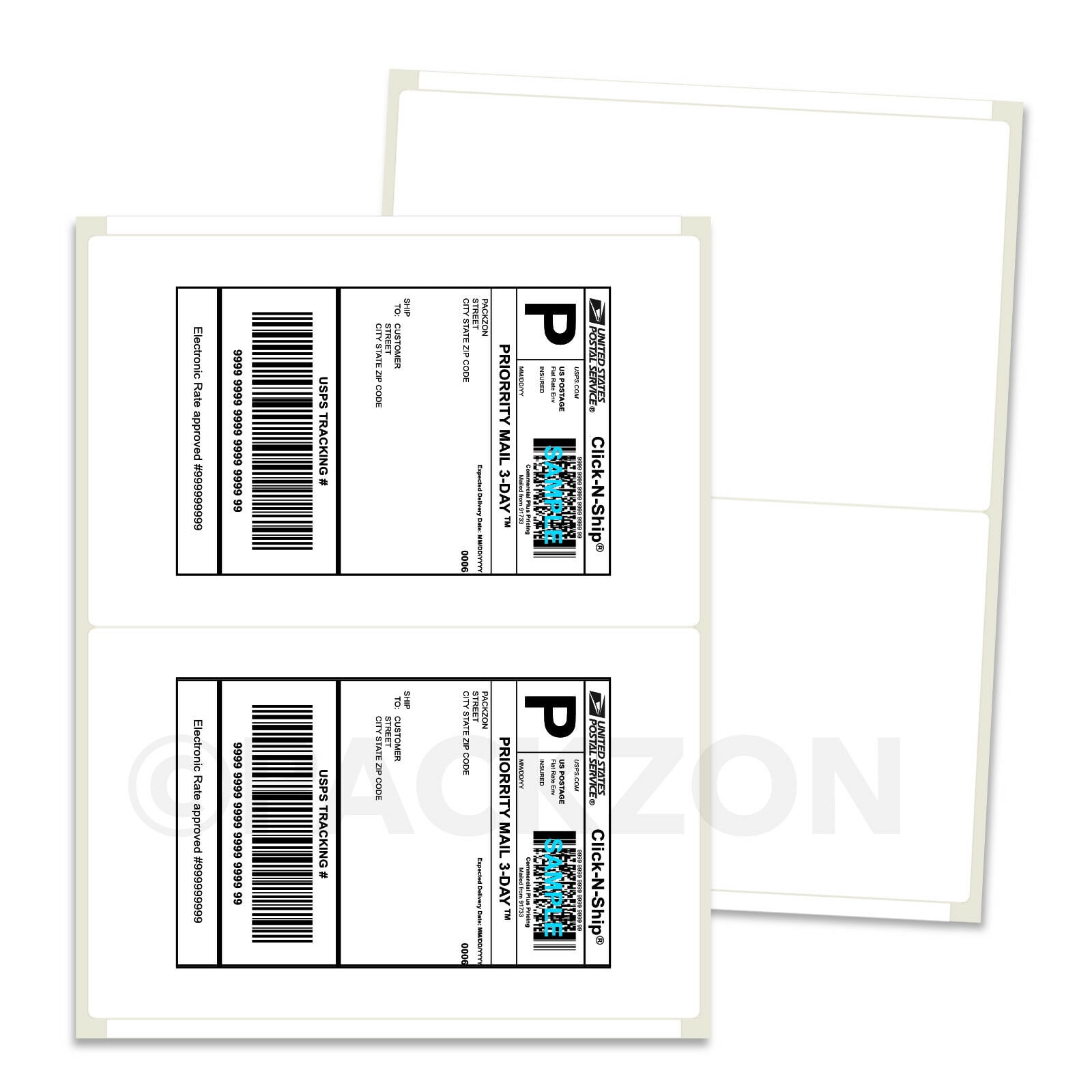 2000 Quality Round Corner Shipping Labels 2 Per Sheet 8.5" x 5.5" 