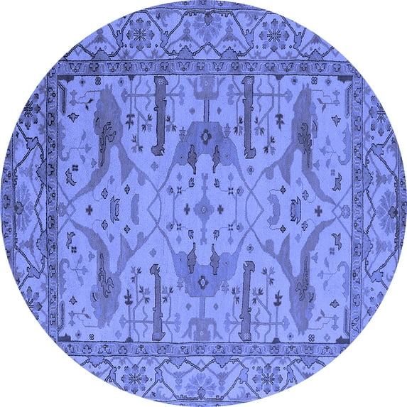 Ahgly Company Indoor Round Oriental Blue Industrial Area Rugs, 3' Round
