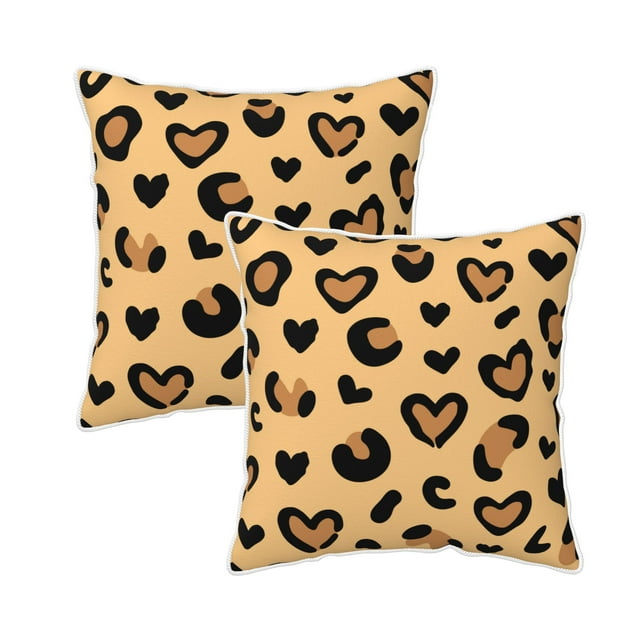 DouZhe Velvet Decorative Throw Pillow Covers Set of 2, Soft Square Cushion Cover with Invisible Zipper Heart Leopard Print Camouflage Printing, 20"x20"