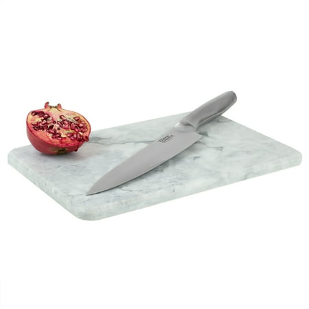 Home Basics Multi-Purpose Pastry Marble Cutting Board  White