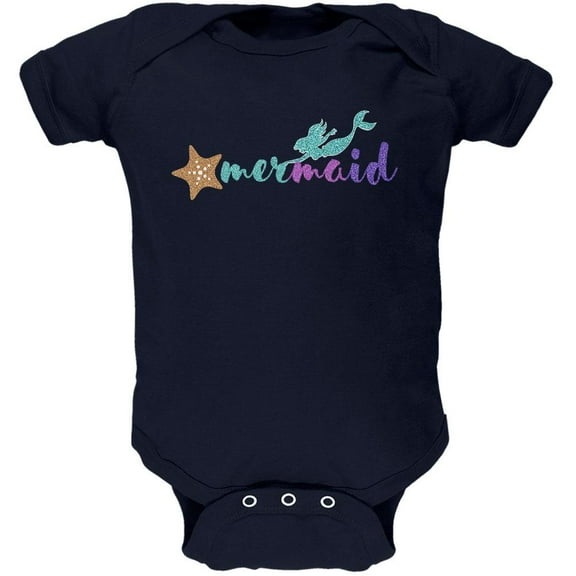 Sparkle Mermaid Soft Baby One Piece Navy 0-3 M