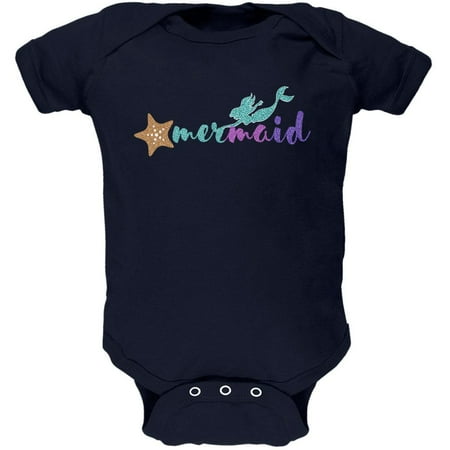 

Sparkle Mermaid Soft Baby One Piece Navy 0-3 M