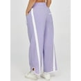 thumbnail image 4 of Women'S Baggy Wide Leg Pants Casual Drawstring Elastic Waisted Contrast Color Workout Y2K Track Pants Light Purple L, 4 of 7