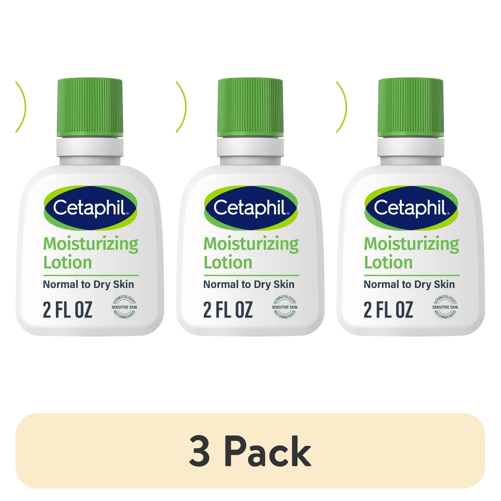 (3 pack) Cetaphil Travel Size Moisturizing Lotion for Dry to Normal Skin, Unscented, 2 fl oz