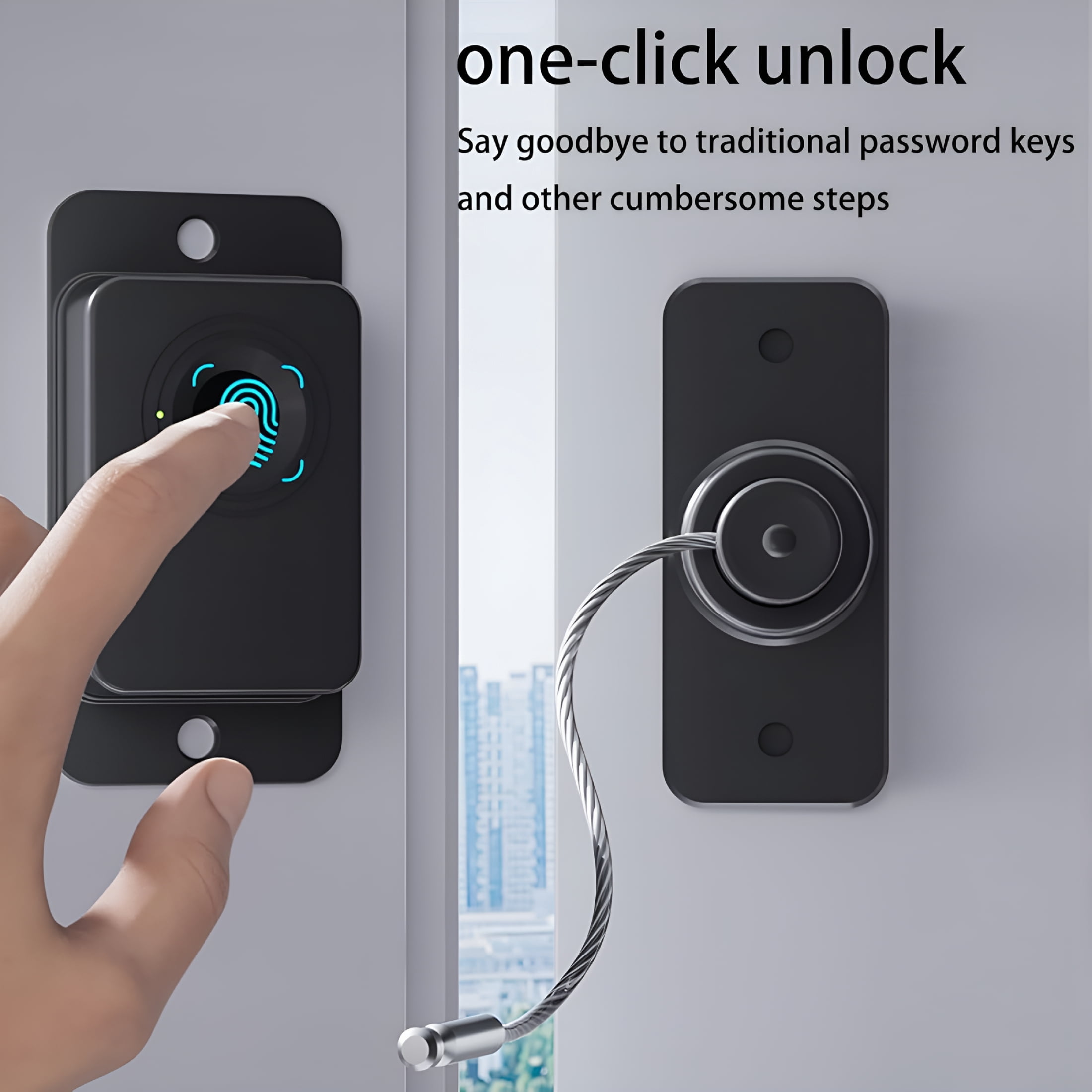 ZHZFKQ 2026 New Fingerprint Fridge Lock(2 Pack),Refrigerator Lock with Fingerprint,For Fridge,Cabinet Locks,Drawers,Dishwasher,Toilet and Cabinet Locks Baby Proofing,Adhesive No Drilling(Black)