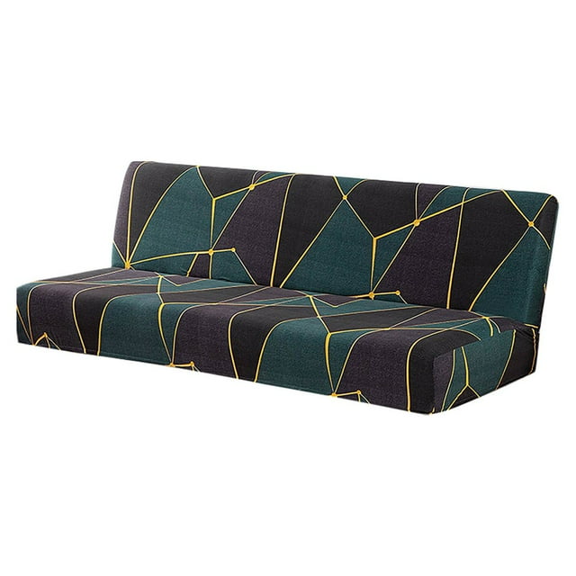 2024 Folding Sofa Bed Cover Solid Color Futon Armless Slipcover Polyester Elastic Fabric All Inclusive Cover