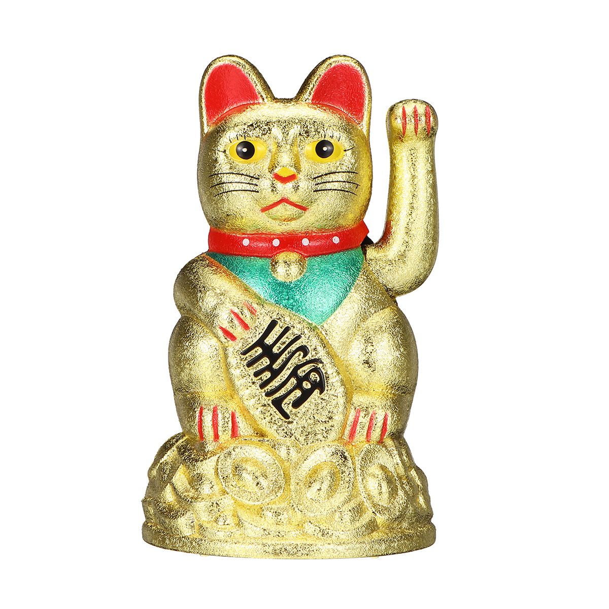 11cm Chinese Lucky Waving Cat Beckoning Maneki Neko Gold Wealth 