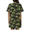 thumbnail image 3 of Bingfone Light Green Excavator Print Pajamas Sets for Women Soft Short-Sleeved Pjs with Lounge Shorts Two Piece Sleepwear, 3 of 8
