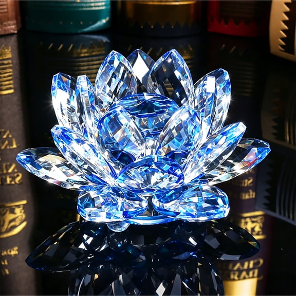 Crystal Lotus Flower Glass Lotus Figurine Home Office Table Car Decor Ornament