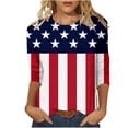thumbnail image 3 of Conairie Women Patriotic T Shirts 3/4 Sleeve Crew Neck Loose 4th of July Shirt With American Falg Print Summer Trendy Casual Tops Red XXL, 3 of 7