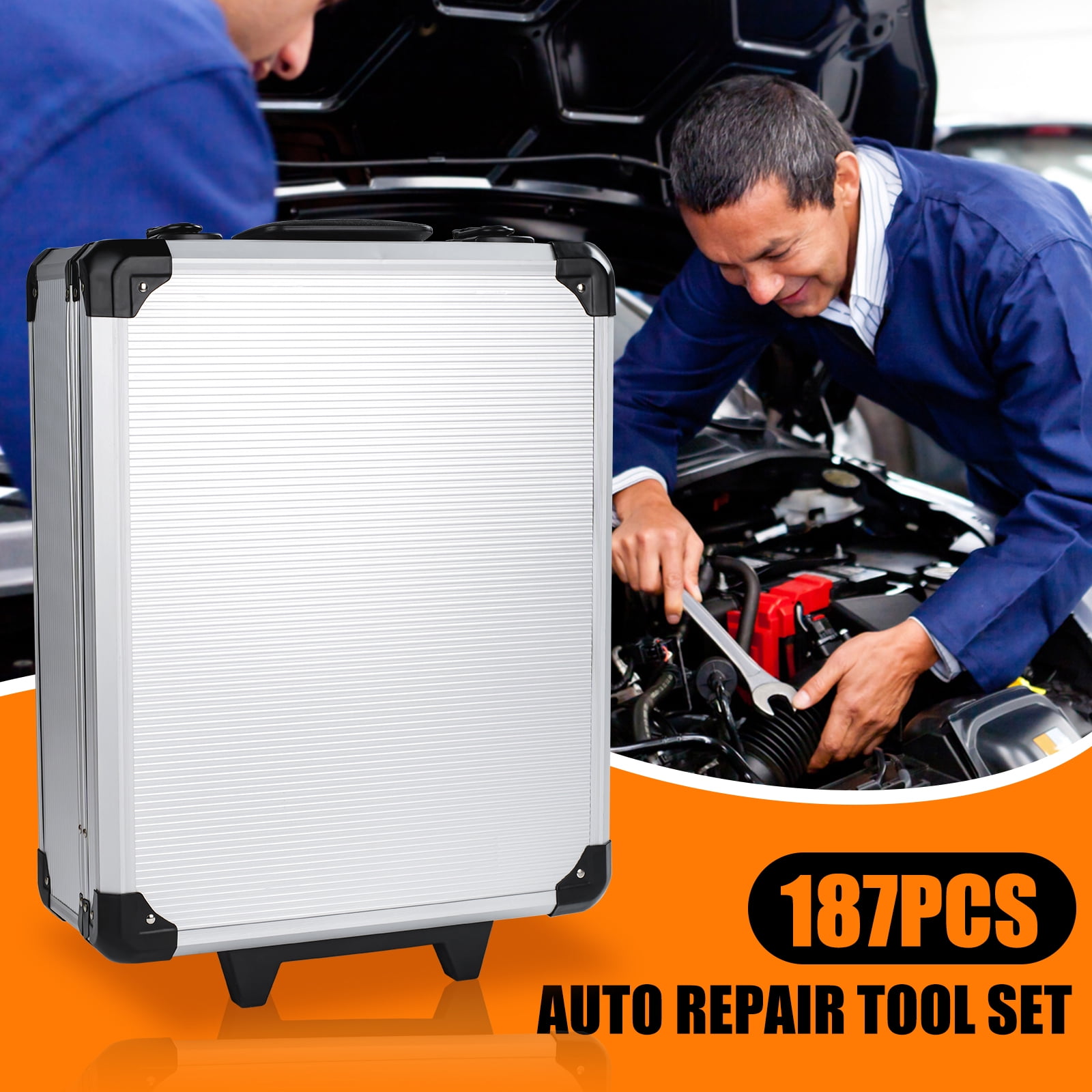 Victool 187-Piece Auto Repair & Home Maintenance Tool Kit with Rolling Tool Box