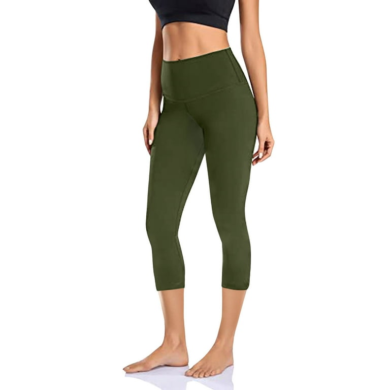 Labakihah yoga pants Women's Stretch Yoga Leggings Fitness Running Gym  Sports Pockets Active Pants yoga pants with pockets for women Army Green 