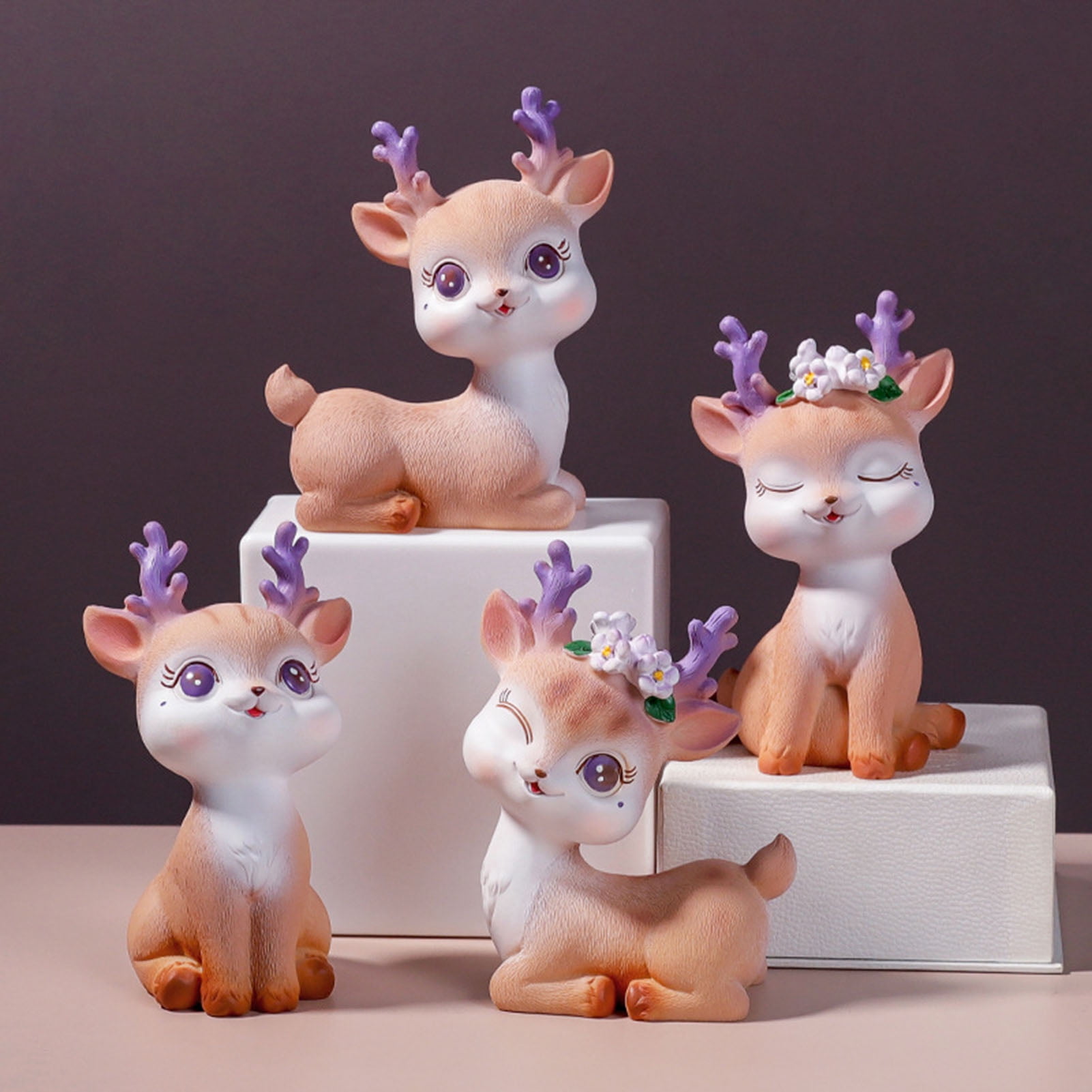 Sika Deer Figurine Animal Figurine sika Deer Toy Cake Decoration Birthday Gift Party Decoration 6 Deer Figurine Toys