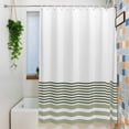 thumbnail image 3 of Sage Green Striped Waterproof Shower Curtain, Large 72"x78" Washable Polyester Fabric Shower Curtains for Bathroom, Modern Farmhouse Stripes Decorative Bathtub Curtain Sets with Hooks, 3 of 9