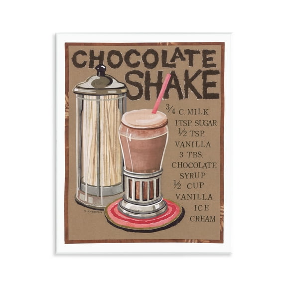 Stupell Industries Chocolate Shake Recipe Food & Beverage Painting Unframed Art Print Wall Art, 11 x 14