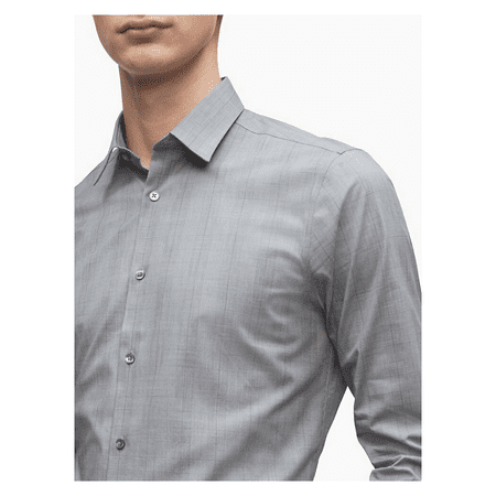 Calvin Klein Men's STEEL Slim-Fit Non-Iron Performance,Grey Multi,Sz 17 32/33