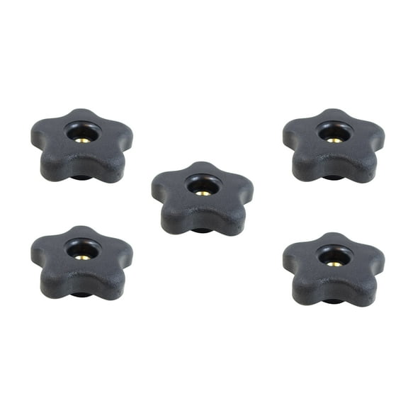 POWERTEC 5PK 5/16"-18 5 Star Knobs, Clamping Knobs with Steel Insert for T Track Bolts, Thumb Screw Threaded Knobs for T Track Accessories, Feather Boards, Woodworking Jigs and Fixtures, 71071