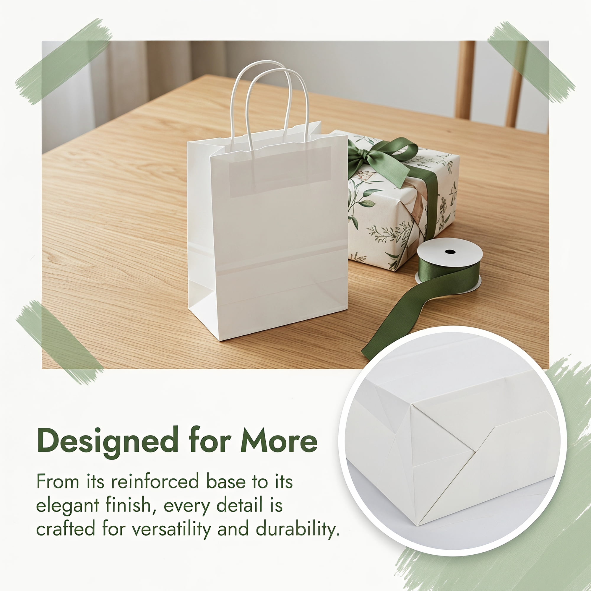 Unique Bargains 10Pcs Heavyweight Premium Gift Bags with Handles White 8.3" x 4.3" x 10.6"