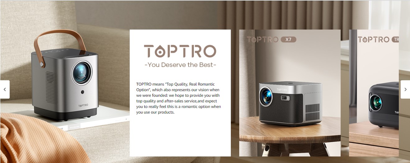 Projecteur 4K Toptro - Full HD, Android TV 1080P, intégré 600 ANSI