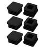 Unique Bargains 6 pcs 25mm x 25mm Pipe Tube Insert Chair Leg Cap Black Plastic Tubing Plug