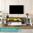 thumbnail image 4 of LED TV Stand for up to 80" TVs, Modern 70 inch Entertainment Center Meida Console with 2-Door Cabinets & 1 Drawer to Storage, Marble White, 4 of 7