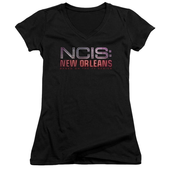 Ncis:New Orleans Neon Sign Junior Women's V-Neck T-Shirt Black