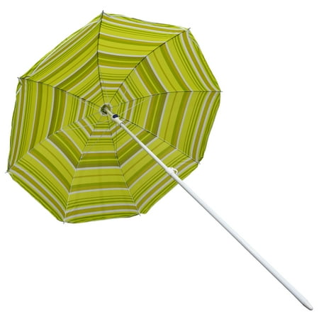 Astella 6' Beach Umbrella with Nylon Printed Stripes in Green Kiwi