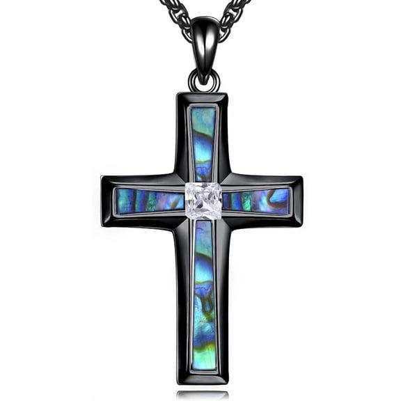 YAFEINI Religious Cross Pendant Necklace Sterling Silver Cross Pendant Jewelry Gifts for Men