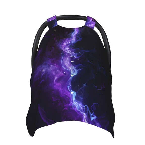 Car Seat Cover Baby - Purple And Blue Nebula Breathable Infant Car Seat Cover for Baby Carseat, Lightweight Comfort Baby Essentials Must Haves Newborn Stuff for Girl Boy